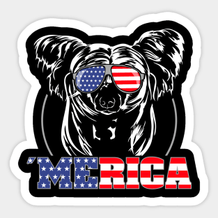 Chinese Crested American Flag Merica patriotic dog Sticker